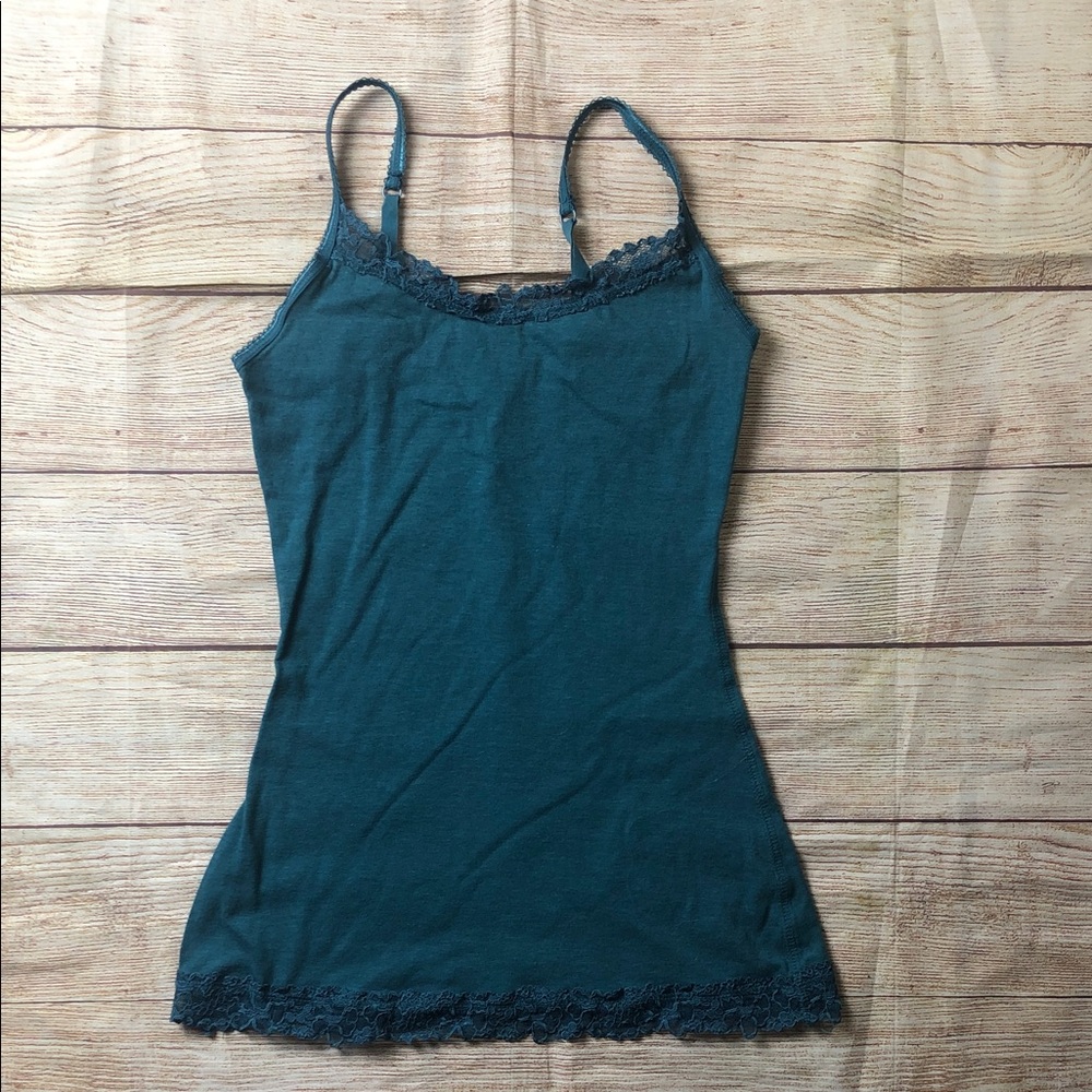 Y2K Teal Camisole with Lace Detail‎
